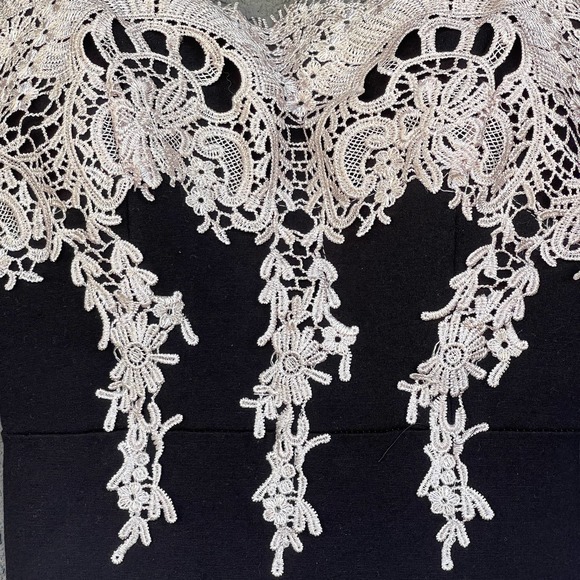 Haute Monde Dress Womens Small Black Dripping Lace Crochet Detail - Picture 3 of 12